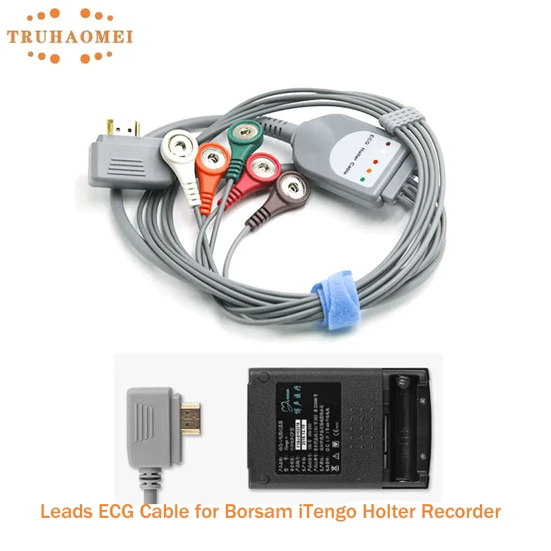 5-leads-ecg-cable-hdmi-plug-ecg-holter-cables-with-snap-40-aha-compatible-for-borsam-itengo-holter-recorder