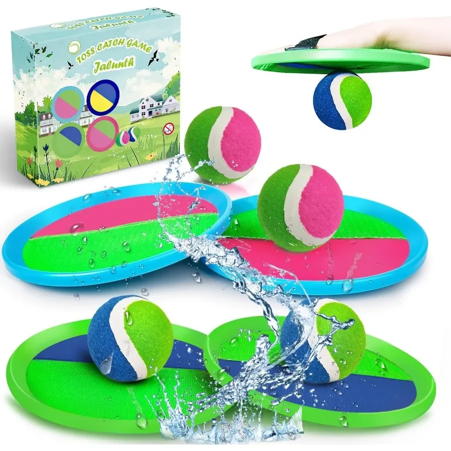 Ball Catch Set Game Toss Paddle Beach Toys Back Yard Outdoor Games Lawn Backyard Target Throw Catch Sticky Mitt Set Age 3 4 5 6
