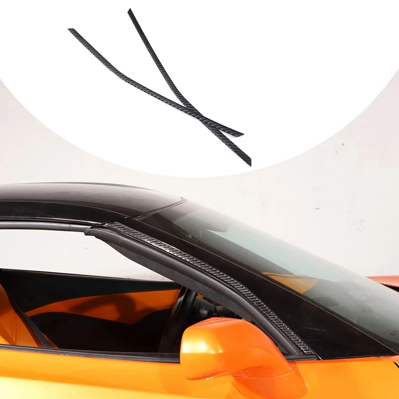 For Corvette C7 2014-2019 Soft Carbon Fiber Car Front Windshield A Pillar Strip Trim Sticker Accessories Component