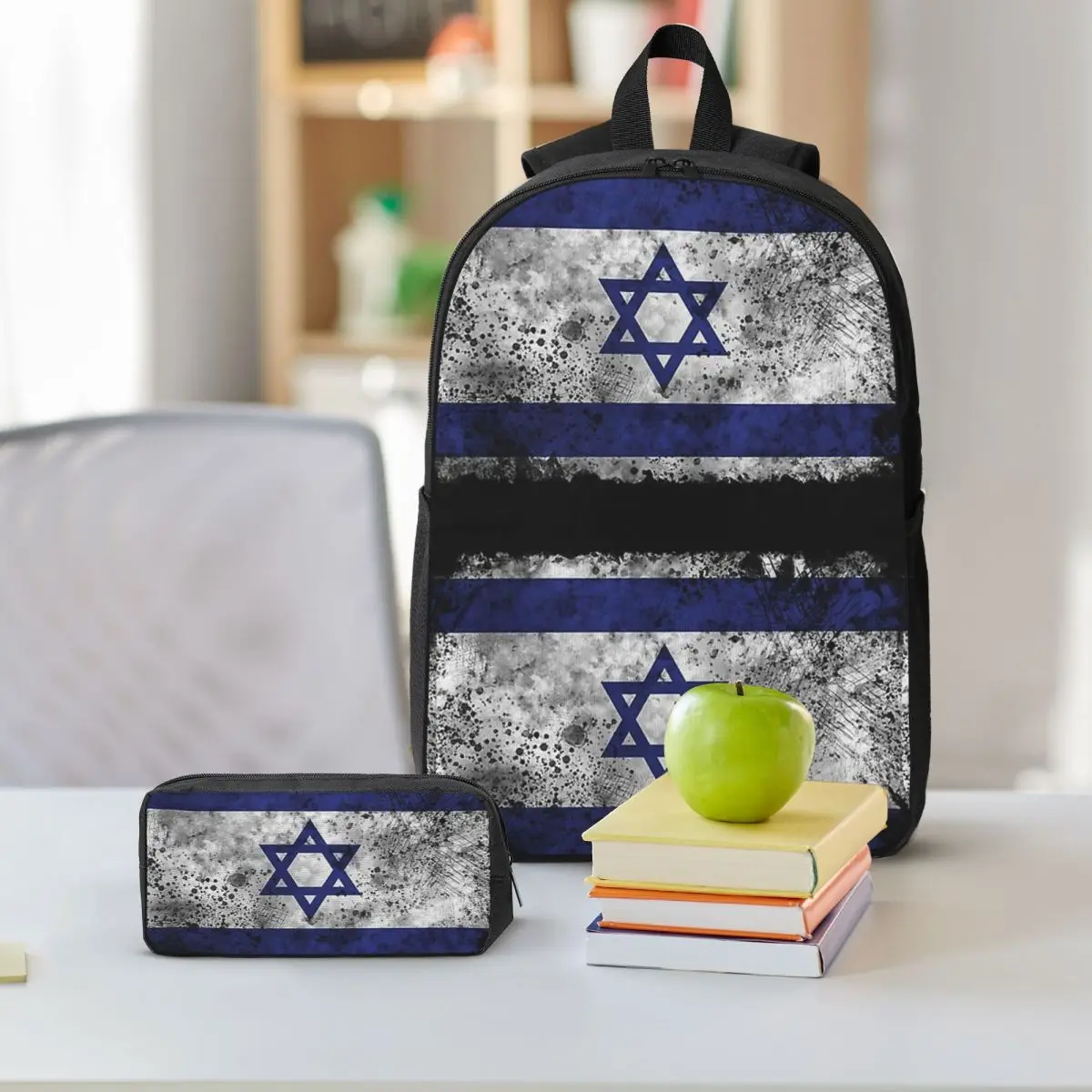 อิสราเอลธงกระเป๋าเป้สะพายหลังนักเรียนชายหญิง BookBag กระเป๋าโรงเรียนกระเป๋าคอมพิวเตอร์ไหล่กระเป๋า 3 PS ถุงอาหารกลางวันฉนวนดินสอกรณี