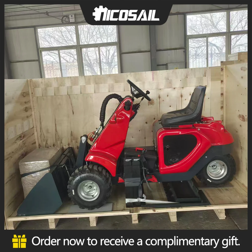 

Nicosail small three wheel skid steer loader, used for pasture transportation and feed storage pit preparation