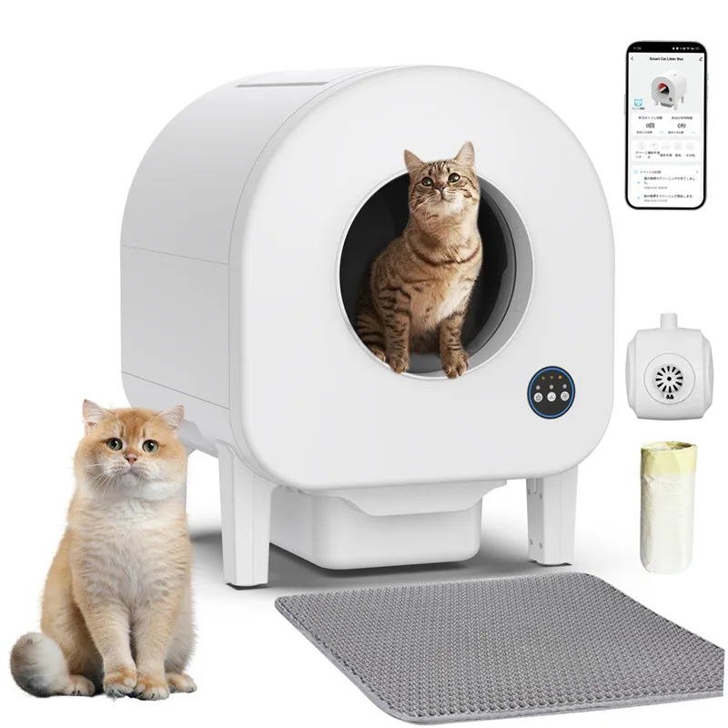 

STLF Large Capacity Fully Automatic Intelligent Cat LitterS Box Self-Cleaning Plastic Toilet Closed Deodorization Mobile Phone R