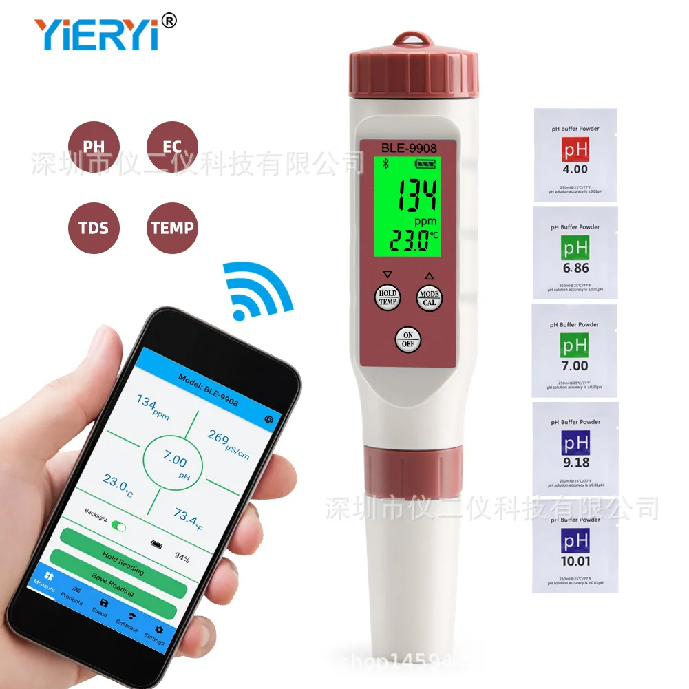 For 9908 Bluetooth version of water quality PH test pen 9902EC meter conductivity TDS multi-parameter water quality test pen