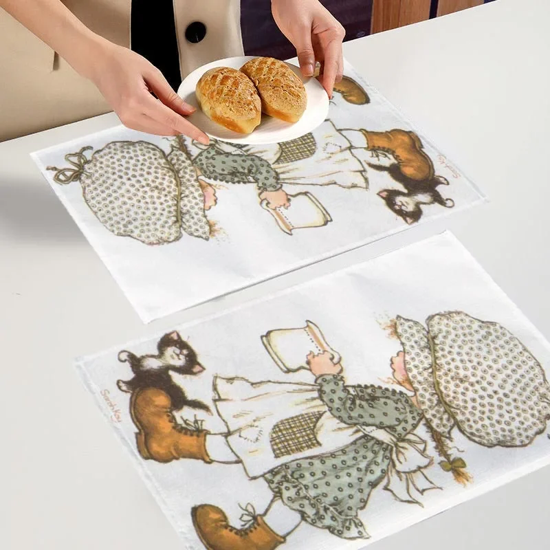 

Cartoon Sarah Kay Placemats For Dinner Table Decoration Accessories Linen Fabric Table Mat 30X40CM For Children Gift