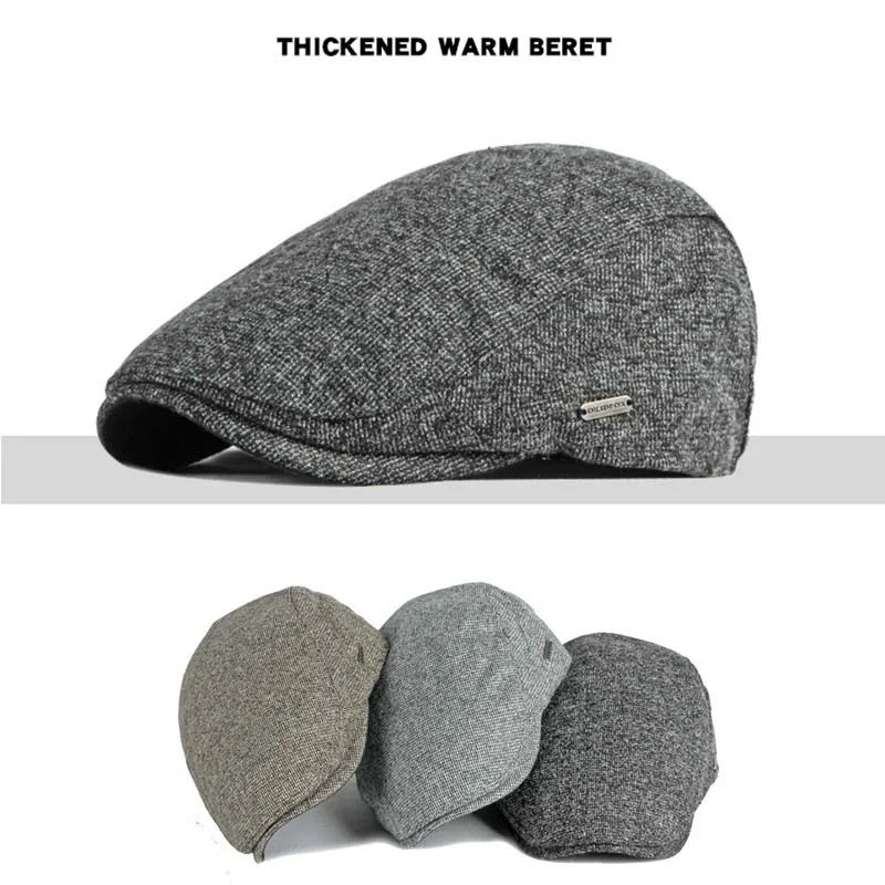 

Autumn and Winter Cotton Solid Warm Newsboy Caps Flat Peaked Cap Men and Women Painter Beret Hats