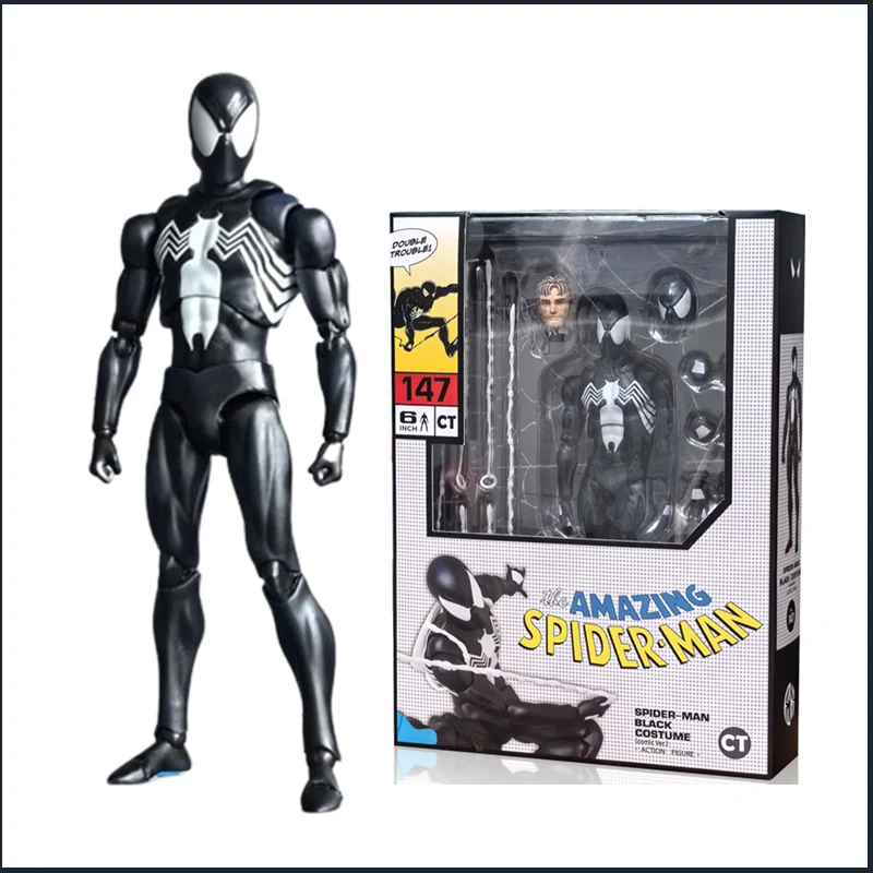 Marvel Mafex147 Symbiote Spider Man Venom Suit Peter Parker Movable Figurine Model Anime Peripheral Collection Gifts