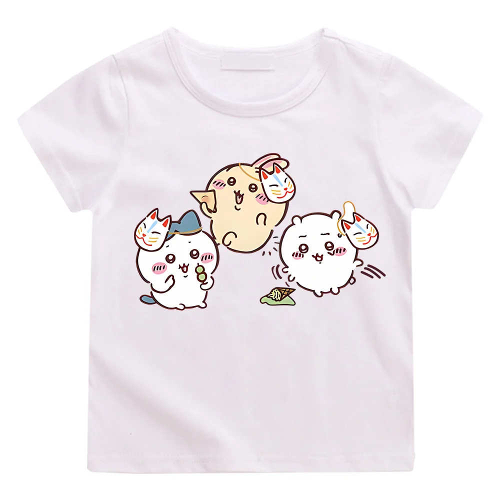 Футболки CHiiKAWA из 100% хлопка, футболка с мультяшным принтом, топы, детские дышащие детские футболки с короткими рукавами для мальчиков и девочек, мягкая футболка в стиле каваи