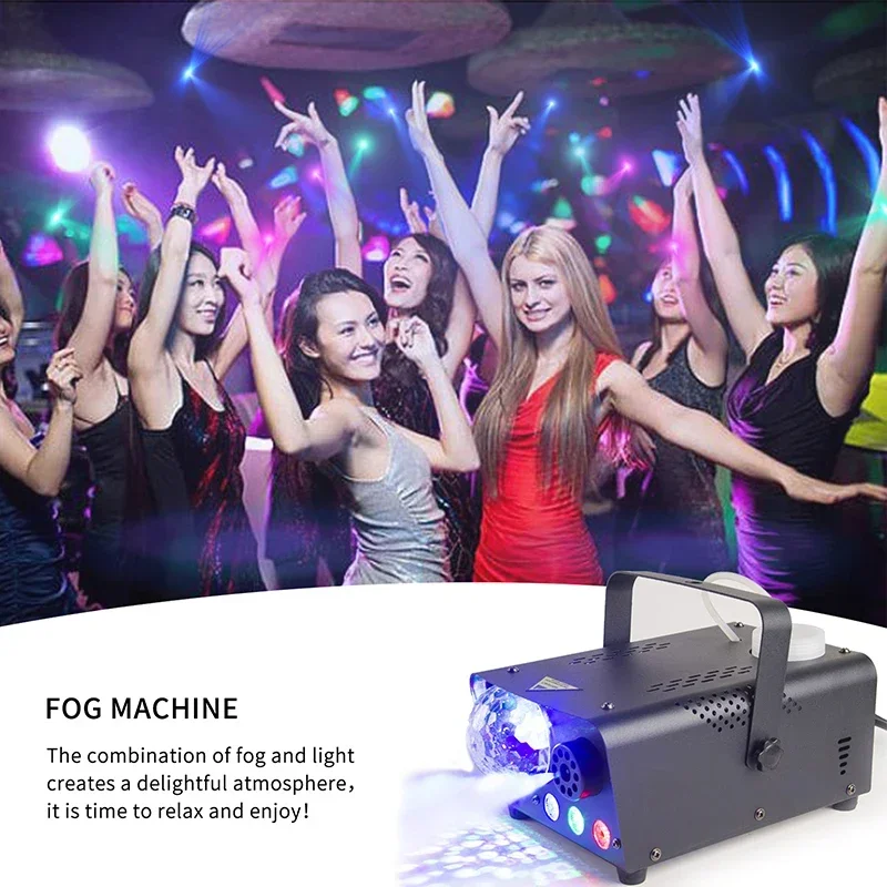 Fog mahine With Disco Ball Lights 600W Smoke mahine With RGB LED Lights Remote Control For Halloween Christmas Wedding Party,