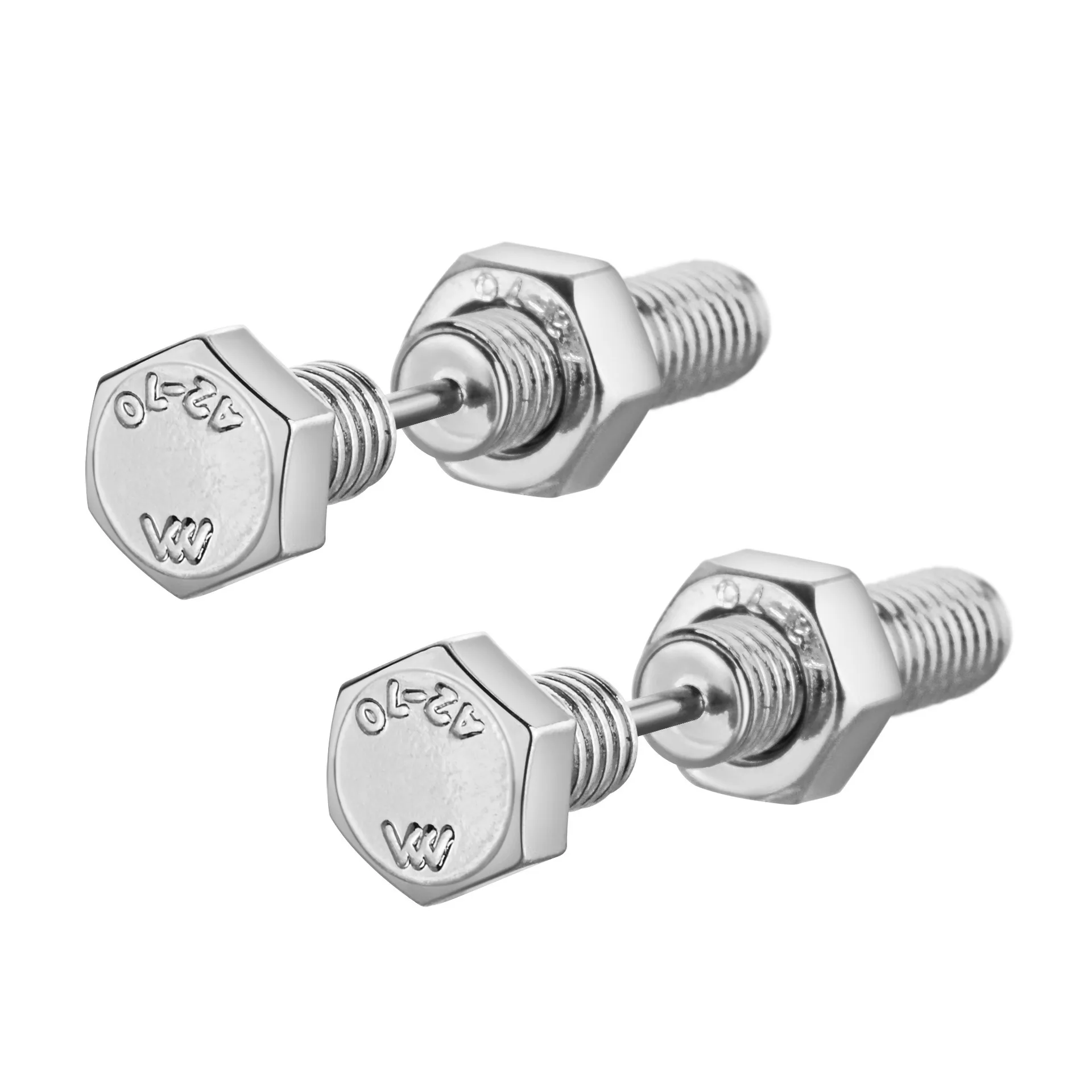 1 pair Trendy Fashionable Personalized Stainless Steel Hexagonal Screw Earrings American-Style Halloween Piercing Jewelry