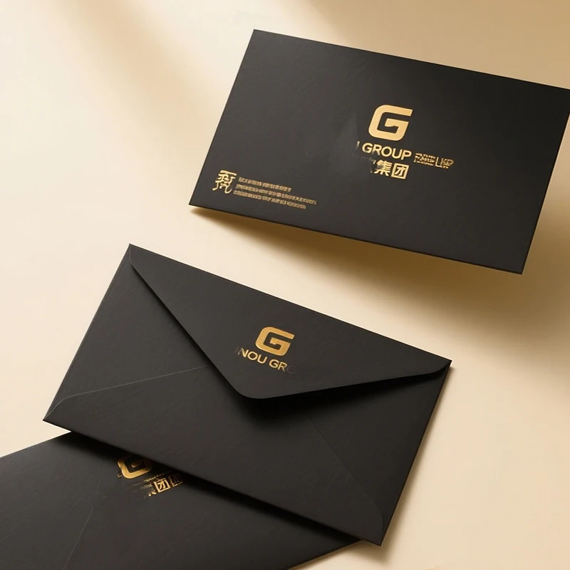 

Personalized Gold Foil Printed Envelopes, Custom Logo Kraft Paper Envelopes for Wedding Invitation & Greeting Cards