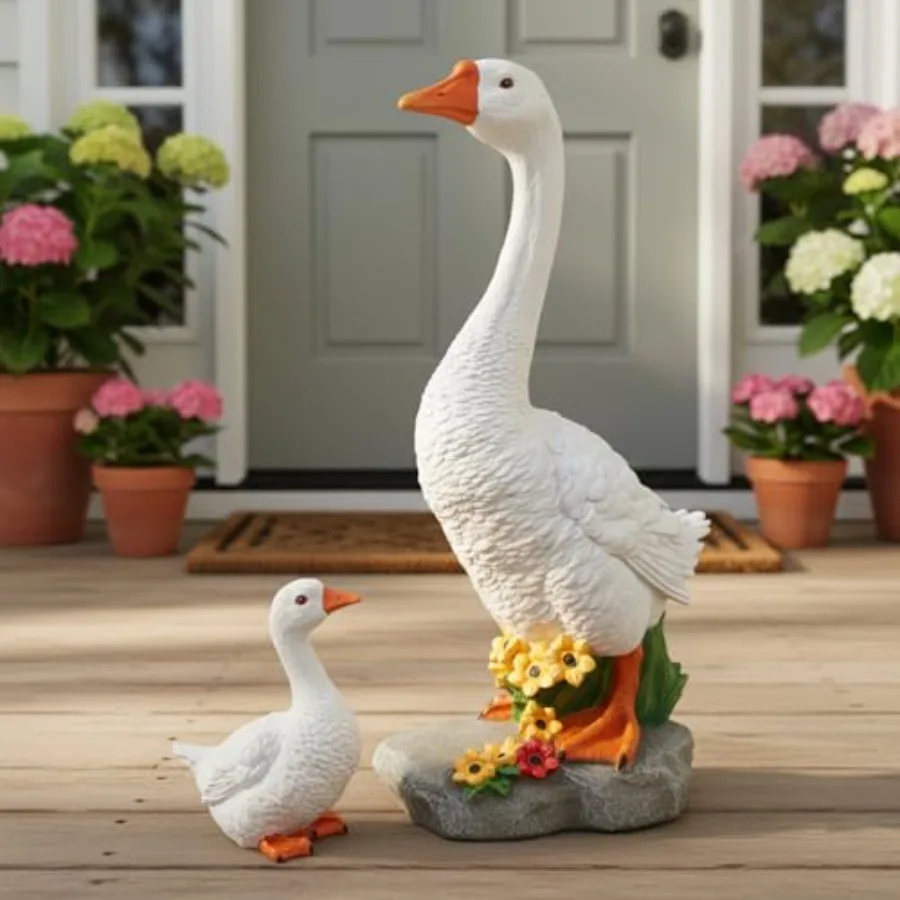 

Porch Goose Garden Statue 2 Pack, Mom and Baby Goose Garden Decor, 20 Inches High Goose Statue, Big Resin Yard Decor, Outdoor G
