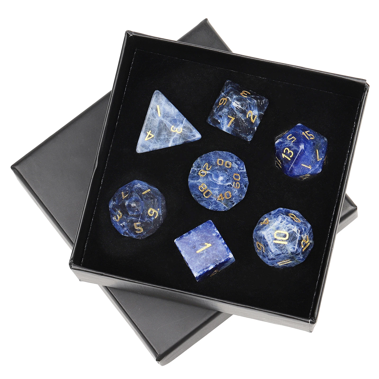 TUMBEELLUWA 7Pcs/Set Natural Crystal Stone Polyhedral DND Dice Set For RPG MTG Table Games Home Decoration