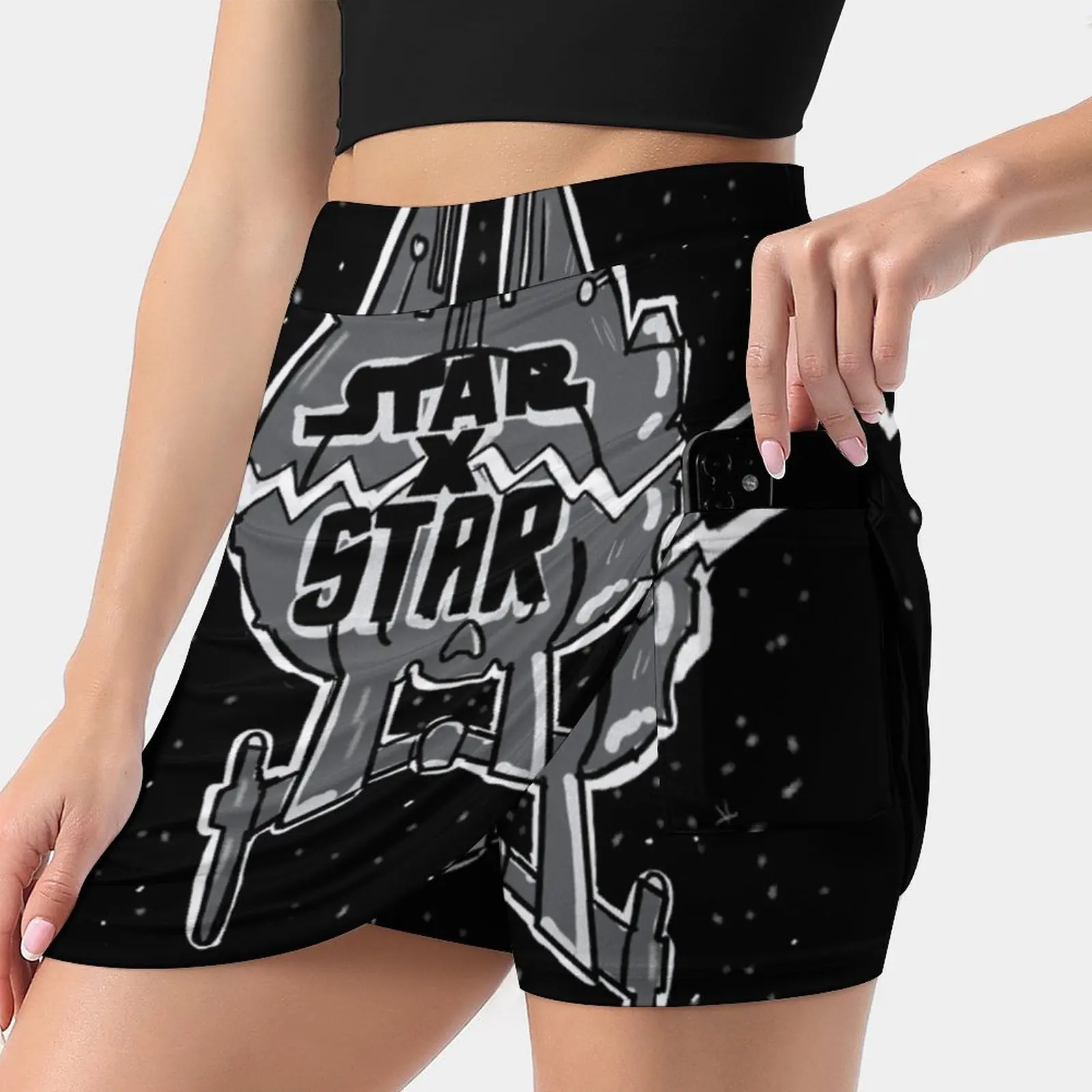 Falda de mujer Star X Star, faldas estéticas, faldas cortas de nueva moda, Starxstar Space Science Fiction, naves espaciales, estrellas para fanáticos