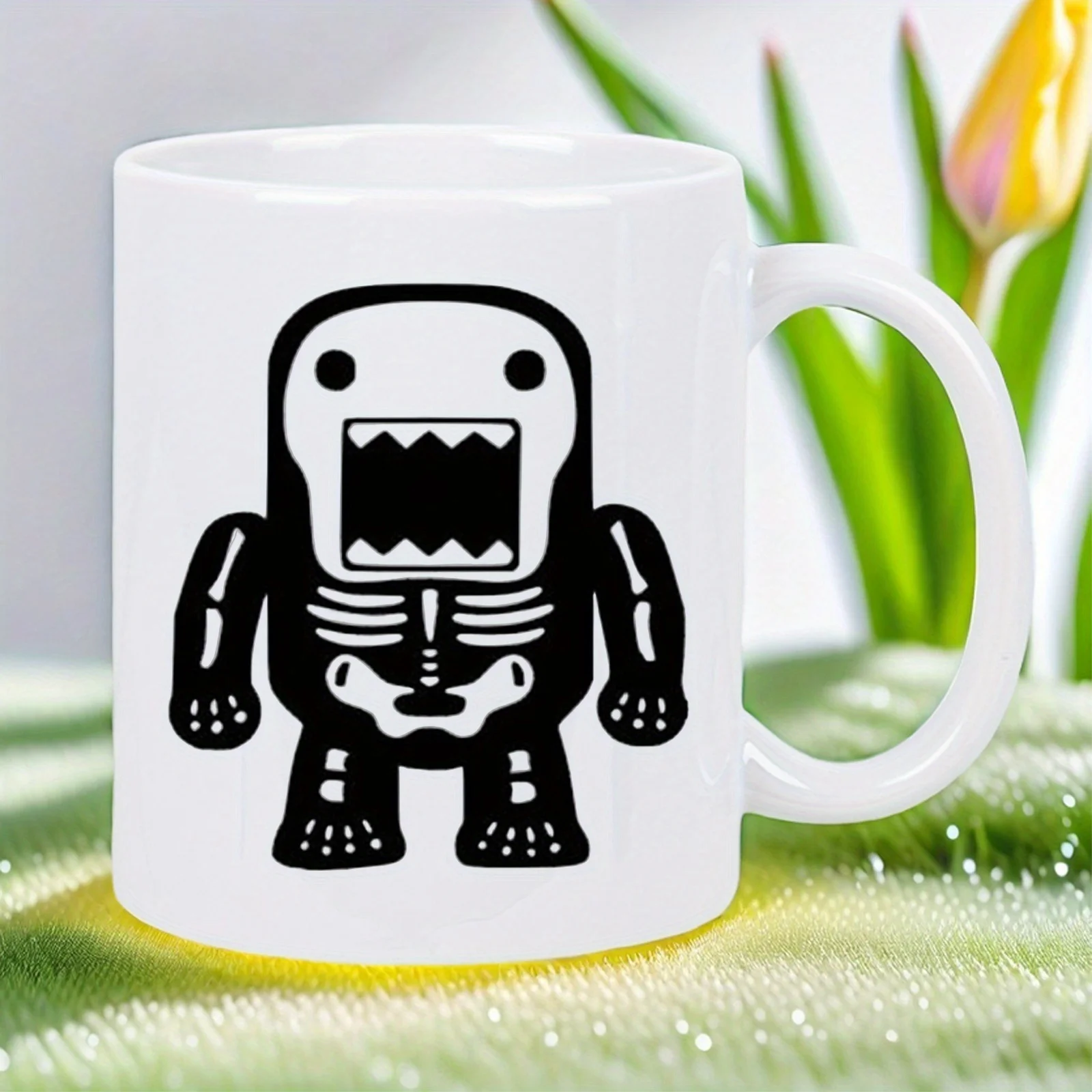 Vintage Robot Mug - Retro Sci-Fi Coffee Cup with Bold Black Robot Design, Ceramic Cup for Classic Anime, Movie Fans - Ideal Gift