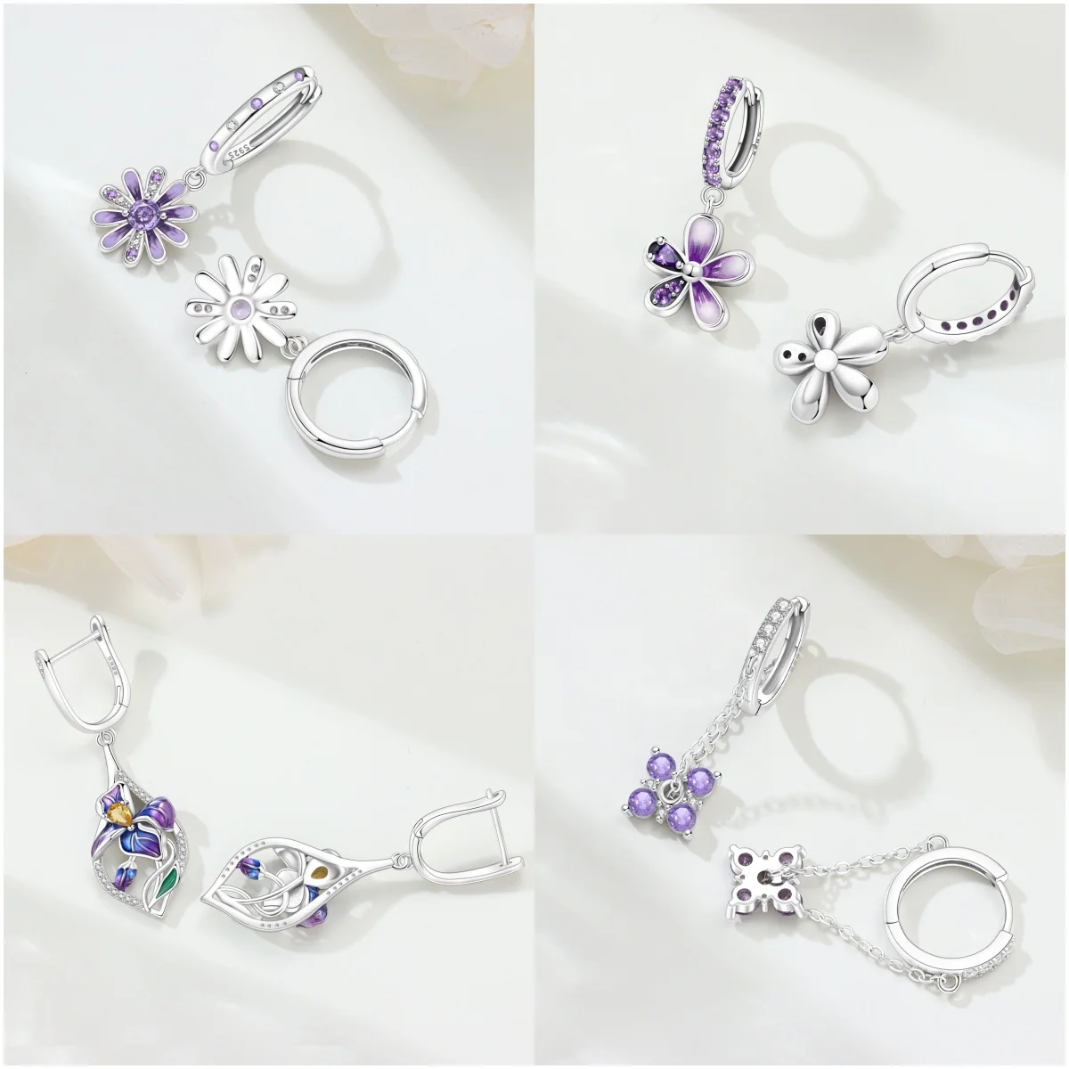 MISEFF S925 Sterling Silver Earrings Multiple Styles Exquisite Flower Earrings Original Fashion Jewelry Birthday Gift For Women