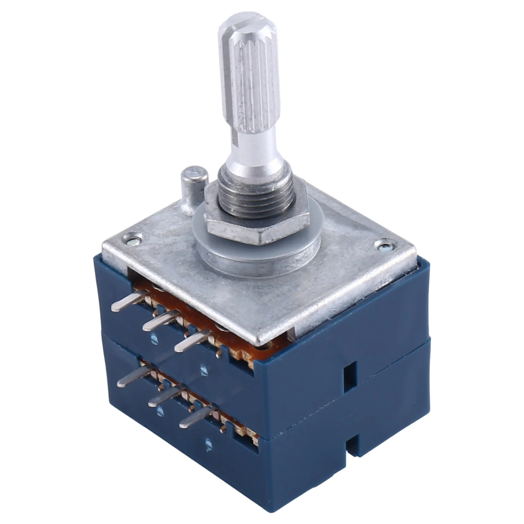 1PCS RH2702 Resistance Stepping Dual-Unit Rotentiometer 6Pins ALPS RK27 Floral Axis 25Mm(A100KX2)