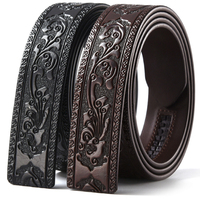 3.5cm Width Genuine Leather Luxury Automatic Buckle Belt Men Black Coffee Cowhide Belt High Quality Body Without Buckle Strap