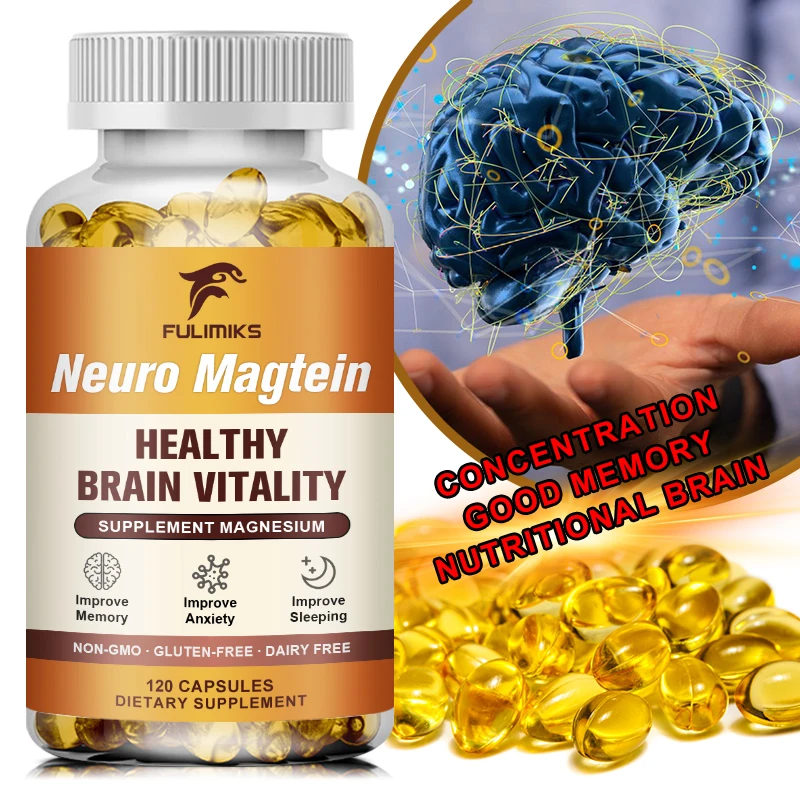 Magnesium L-Threonate, Memory, Focus & Overall Cognitive Performance, Relieves Fatigue, Boosts Brain Power, Vegetarian Capsules