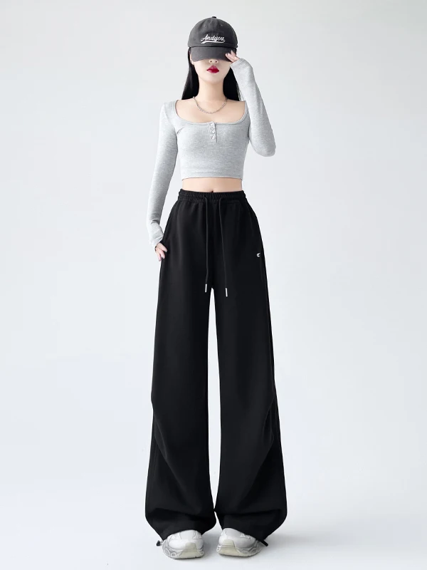 Plones Deportivos para Mujer, Corte Recto Ajustado, Color Azul Oscuro, Plones Casus Estilo Coreano, Cintura Alta, ...