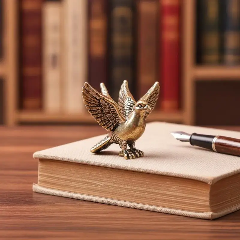 Brass Dove Bird Peace Dove With Spread Wings Vintage Cultural Creative Decoration Desktop Tea Pet Craft Brass Ornament