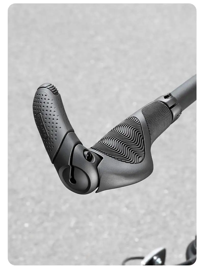 WEST BIKING Asymmetrische Fahrradgriffe mit Ruhestange 132mm Lang 95mm Kurz Drehgriffkompatibel MTB City Faltfahrrad Griffe – Detail 17