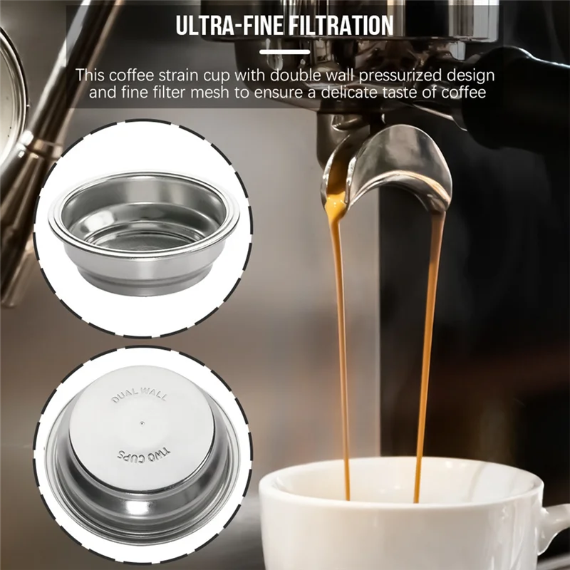 A74G-재사용 가능한 커피 필터 58Mm 이중 벽 필터 바구니 커피 기계 용 스테인레스 스틸 이중 벽 휴대용 스트레이너