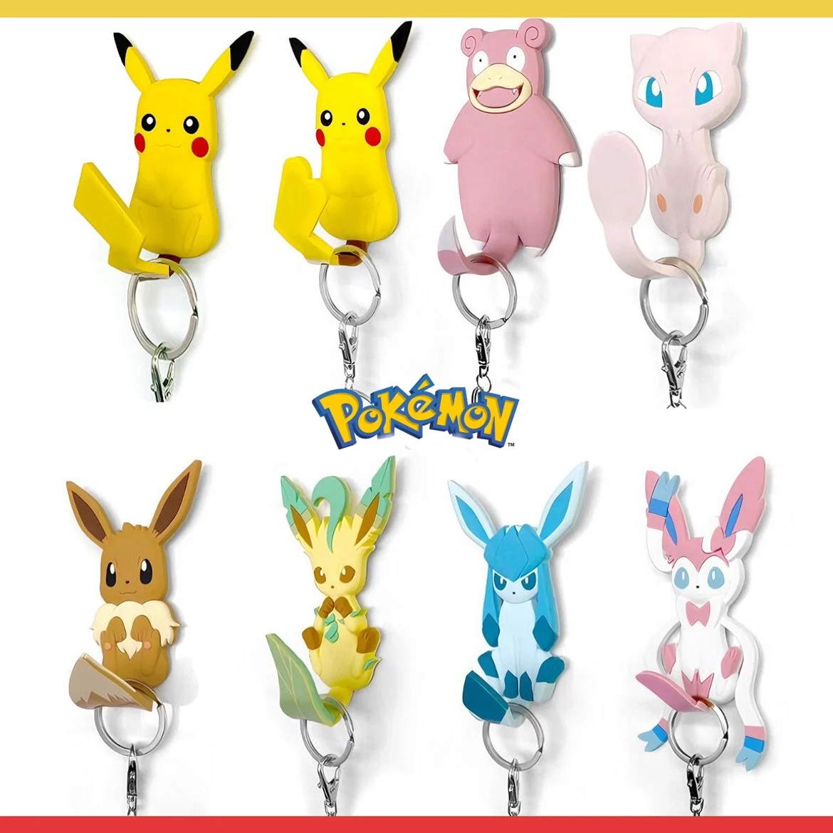 

Pokemon Punch-free Hook Cute Anime Figure Pikachu Eeveelution Bathroom Supplies Key Chain Accessories Cartoon Decoration Gift