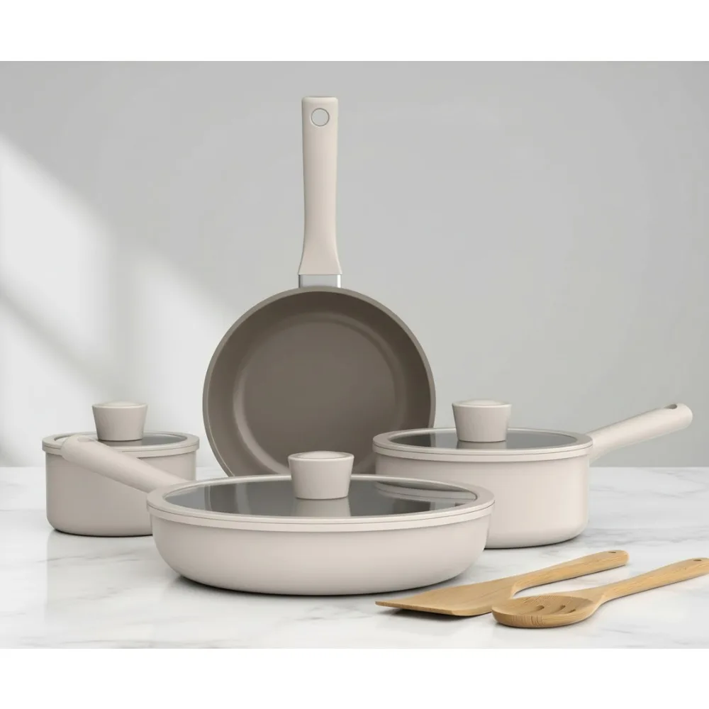

7-Piece Ceramic Nonstick Cookware Set, Dishwasher & Oven Safe, Induction Compatible with Cool-Touch Handles