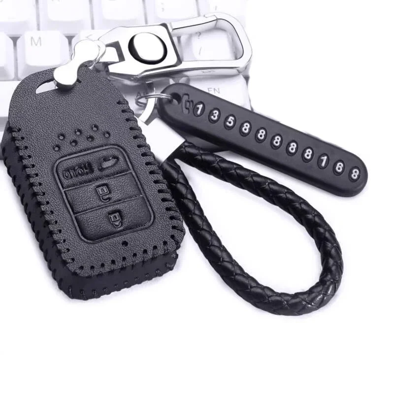 Car Key Case Bag Holder Protective Sleeve Key Cover For Honda Accord Cr-v Civic Vezel Fit Etc.