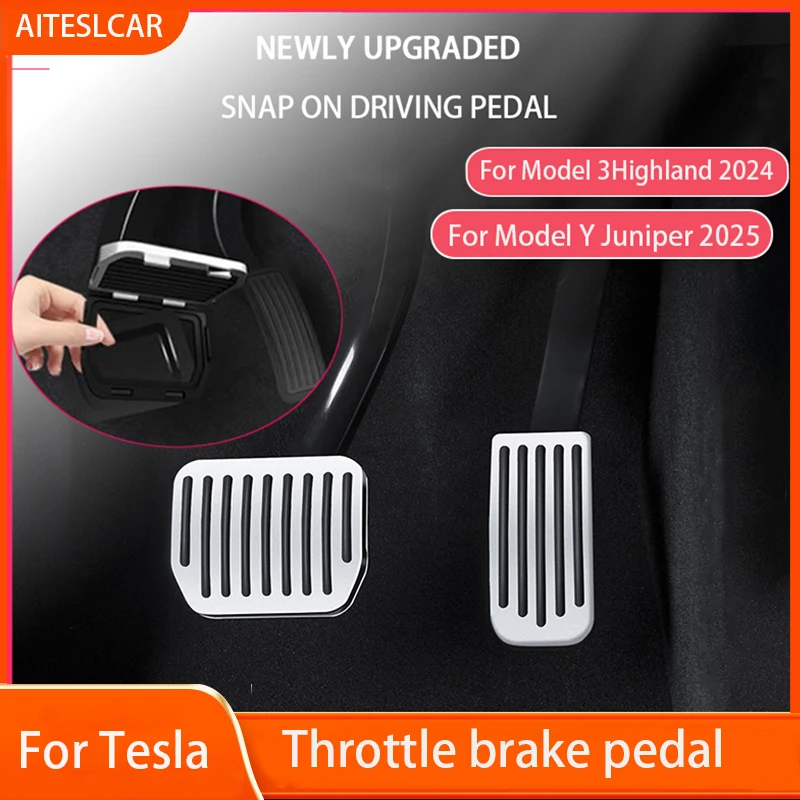 

Car Foot Pedal Pads Covers For Tesla Model 3 Highland 2024 /Y Juniper 2025 Accessories Accelerator Brake Rest Pedal Pads Mat