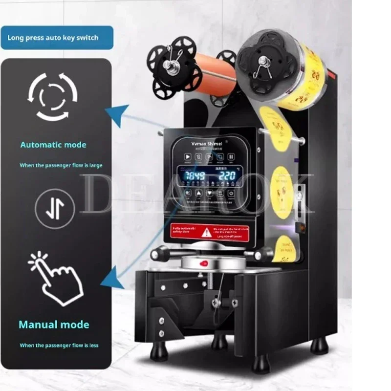 Full Automatic Can Sealing Plastic Sealer Paper Food Seaer Bubble Film Version Milk Tea Electric Cup Sealing Machine English