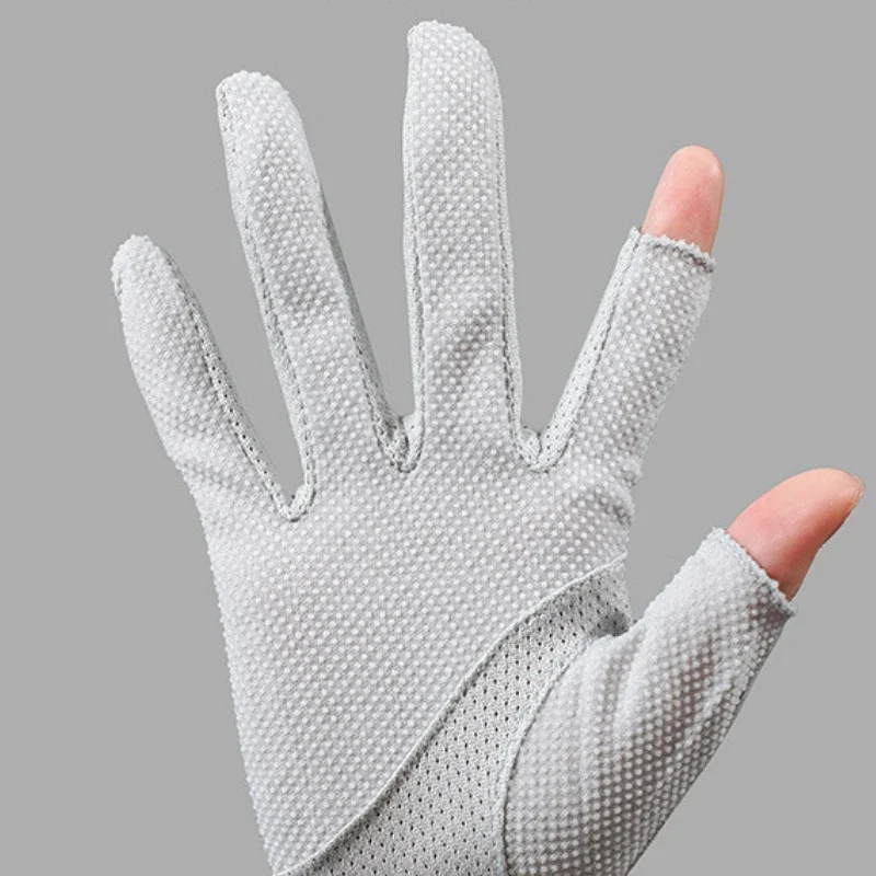 Ice Half Finger Spring Summer Thin Long Lace Outdoor Riding Driving Women\'s Sunscreen Gloves Fingerless Gloves  Black Gloves