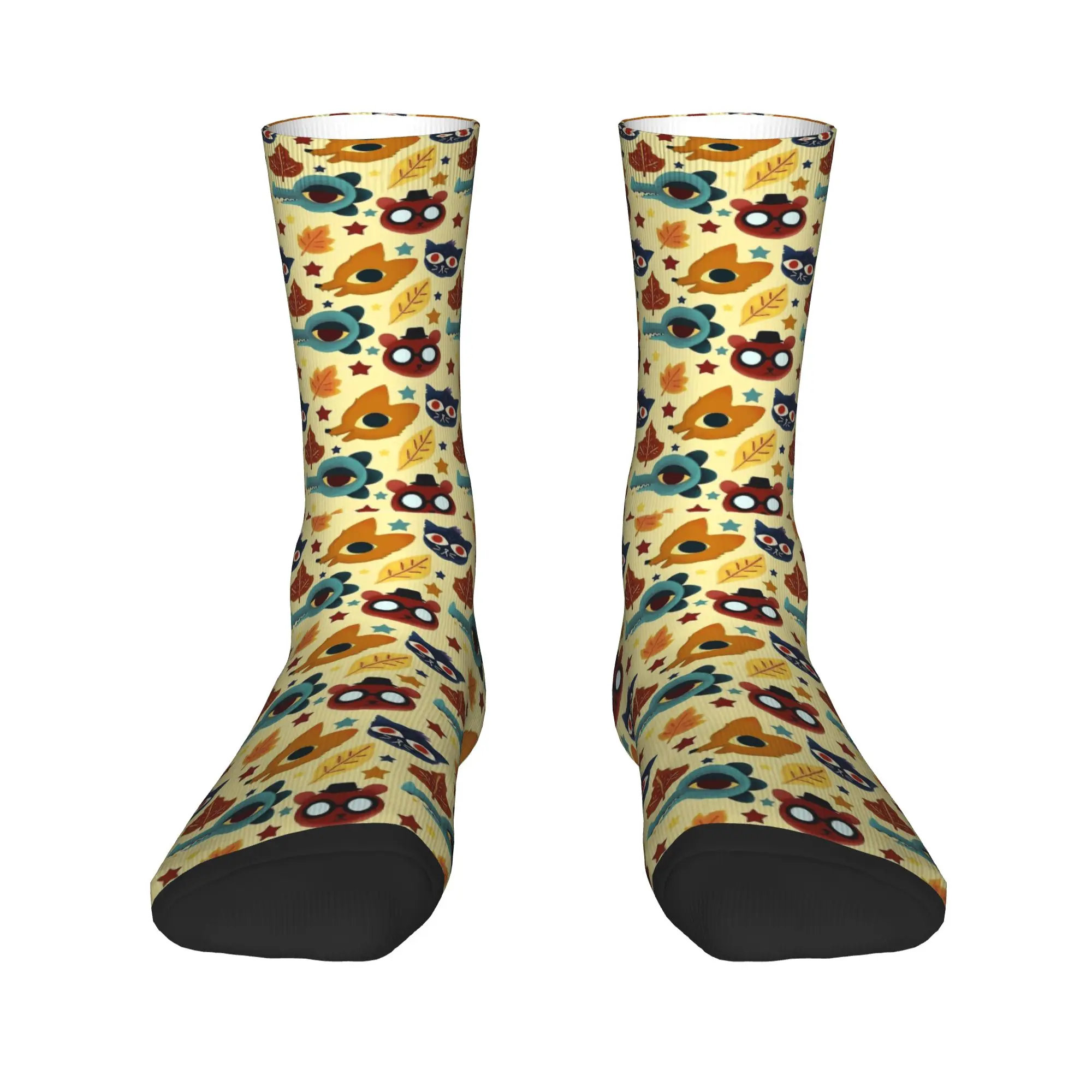 Men Socks Night in the Woods Fall Pattern  Stockings Anti-Slip High Quality Socks Winter Kawaii Design Climbing Socks