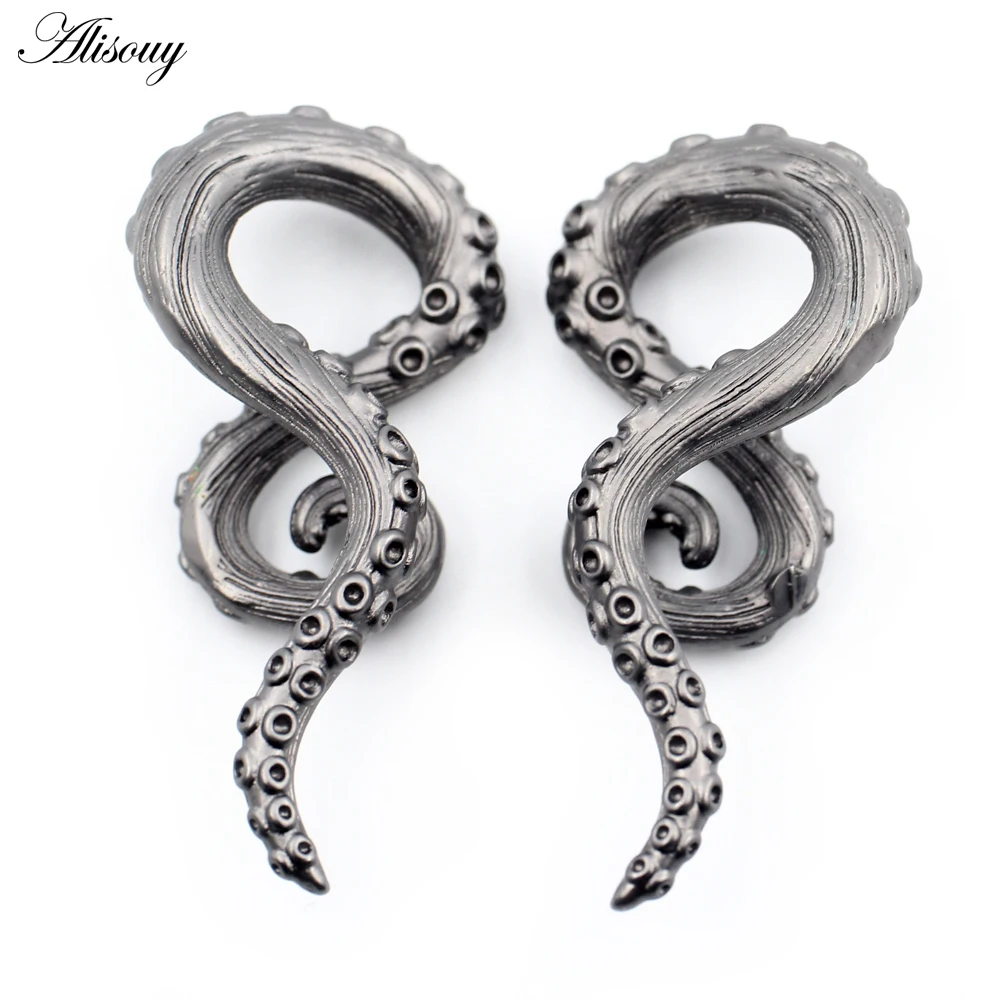 Alisouy 2PCS Copper Octopus Ear Weights Plugs Tunnels Spiral Taper Cartilage Earrings Gauges Expander Stretcher Piercing Jewelry