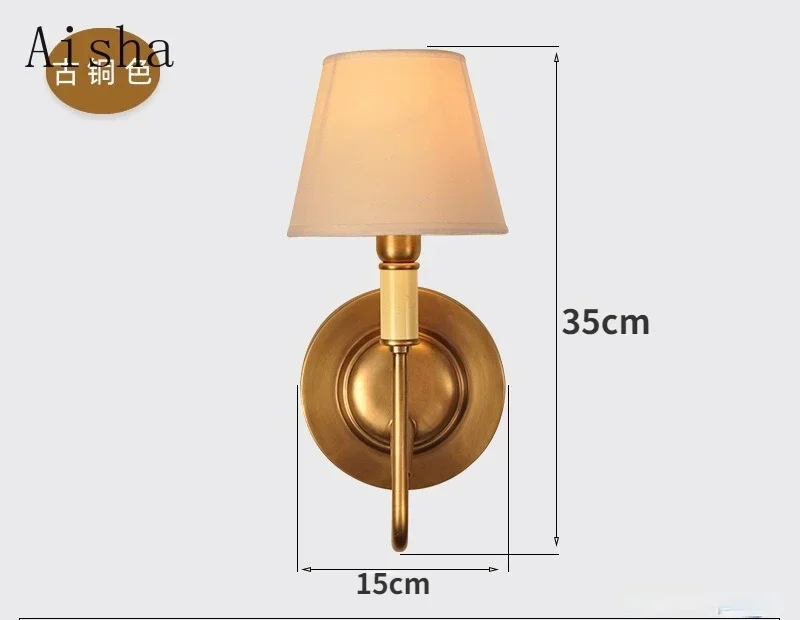 American Copper Wall Lamp Luxury Creative Dining Room Bedroom Bedside Sconces for Home Design Modern  Living Room Wall Light