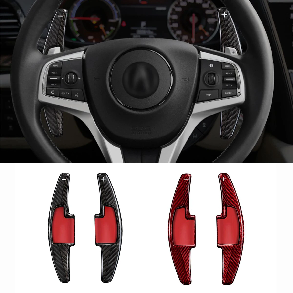 

2Pcs Real Carbon Fiber Car Steering Wheel Shift Paddle For Acura RDXTLX-L 2019 Paddle Shifter Extension