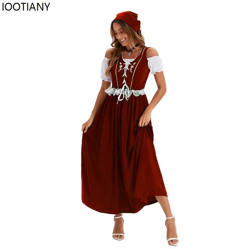 КосплейНемецкий Октоберфест Платье Карнавальная вечеринка Традиционное платье Хэллоуин Косплей Баварская униформа горничной Элегантное женское платье Ap