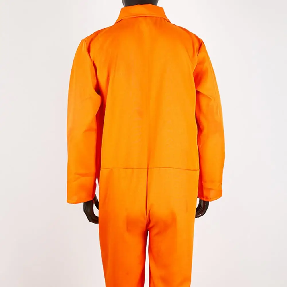 Halloween Prisoner Cosplay Jumpsuit With Manacle Halloween Unisex Role Play Outfit Lapel Zipper Festivals Parties Shows Costume