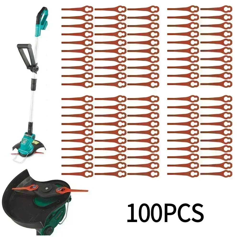 100pcs Plastic Blades For Ferrex & Aldi FAR 20-1 Grass Trimmer  97699 2002706 Lawn Mower Accessories Garden Power Tools Spare