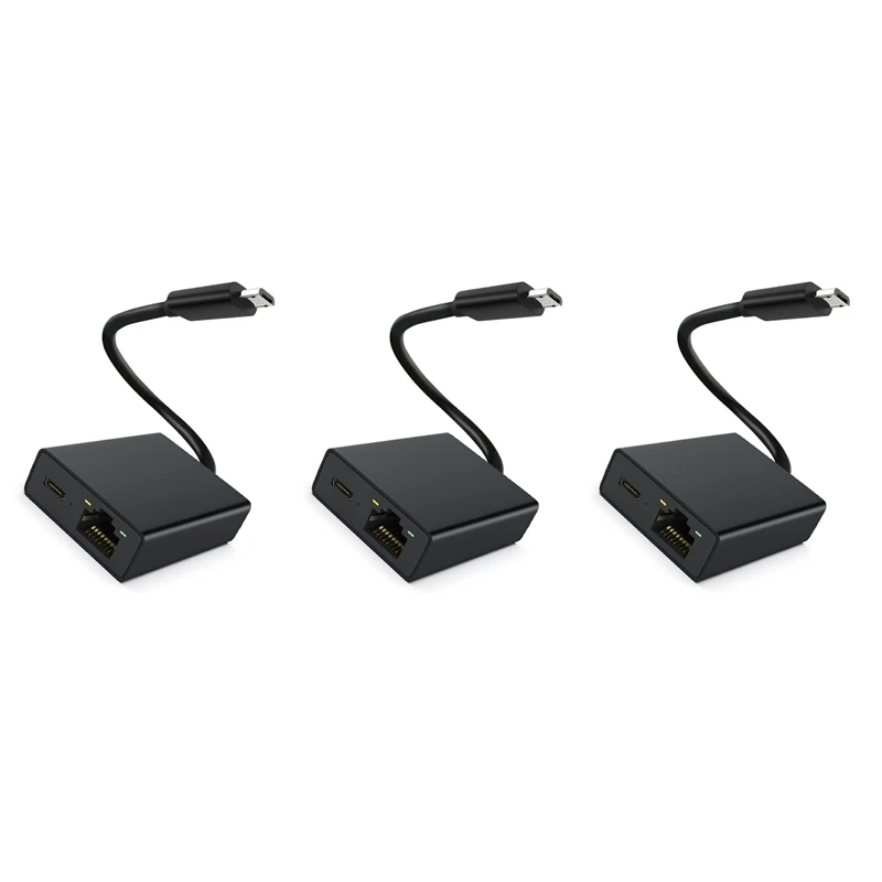 Placa de Rede Micro-USB, Adaptador Ethernet, 4K Fire TV Stick, Roteador Ethernet, 100m, 3X