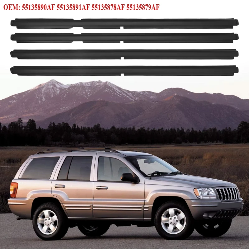

Комплект из 4 уплотнителей для передних и задних стекол Jeep Grand Cherokee II WJ WG 1998-2005, артикул 55135890AF, уплотнительная накладка для герметизации