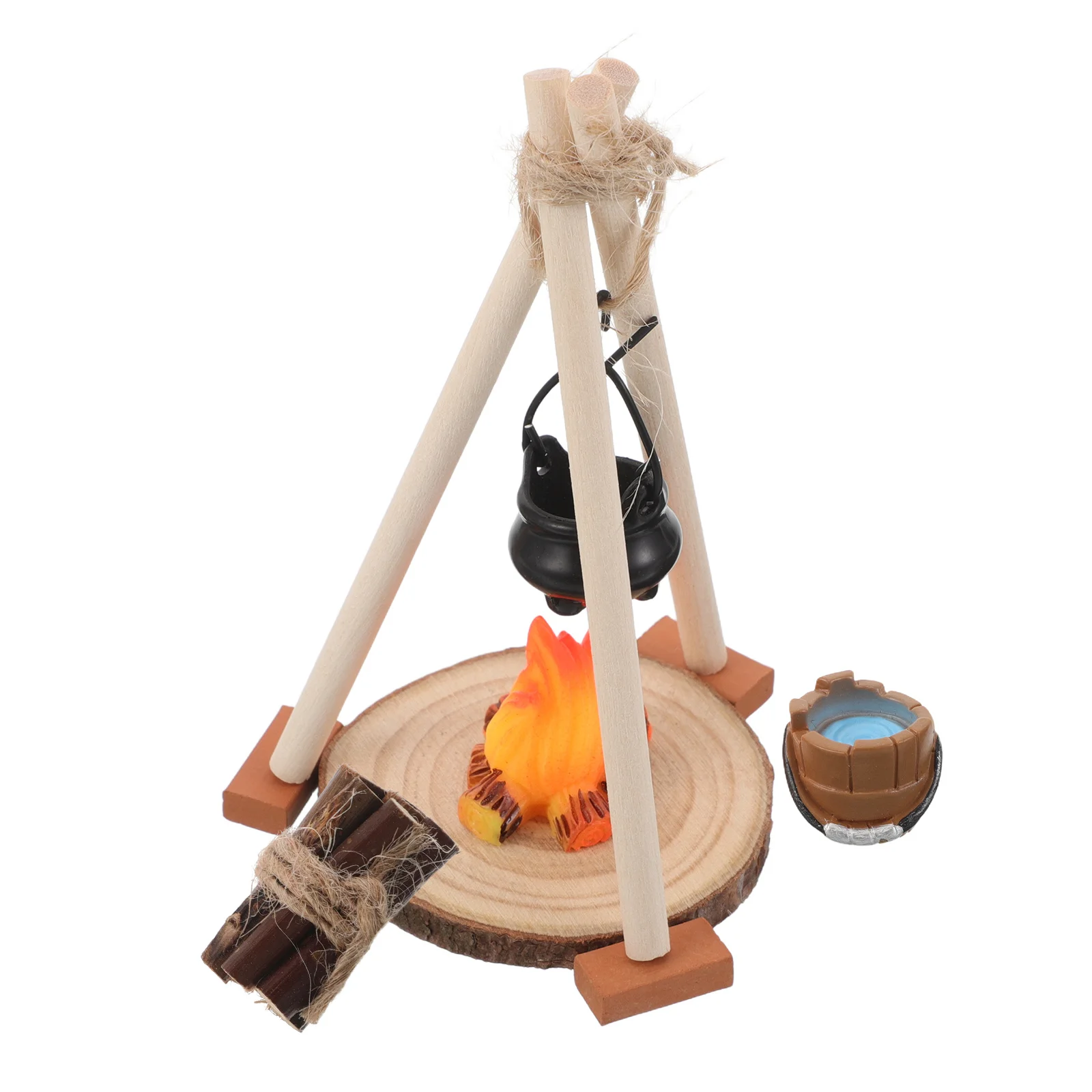 

1Set Mini Bonfire Pit Artificial Fire Flame Realistic Fake Campfire Hanging Pot Tabletop Display Accessory