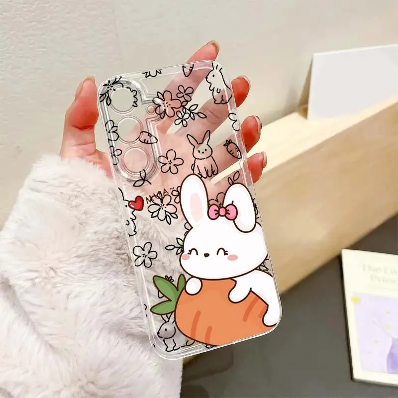 

Cute Cartoon Art Of Little Rabbits For Samsung Galaxy S26 S25 S24 S23 S22 S21 S20 S10 Lite FE Edge TPU 5G Transparent Phone Case