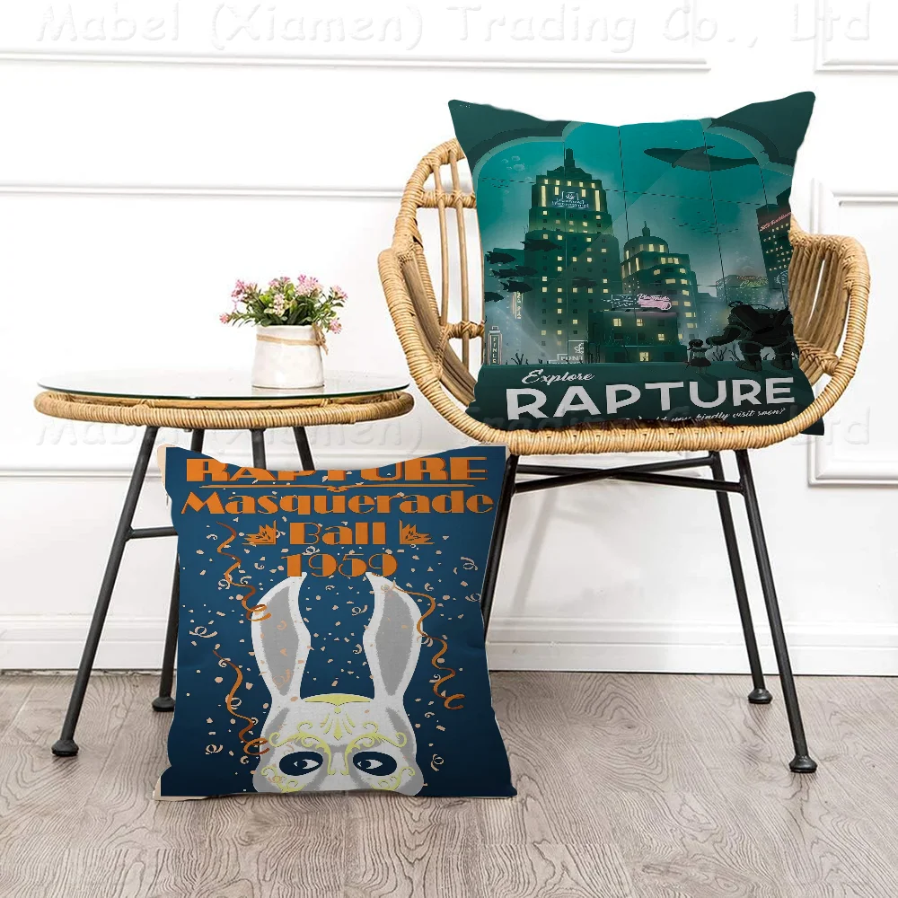 

Fanart Game Bioshock Rapture Cushion Cover Pillowcase Upholstery Sofa Throw Pillow Home Decor Pillowcas