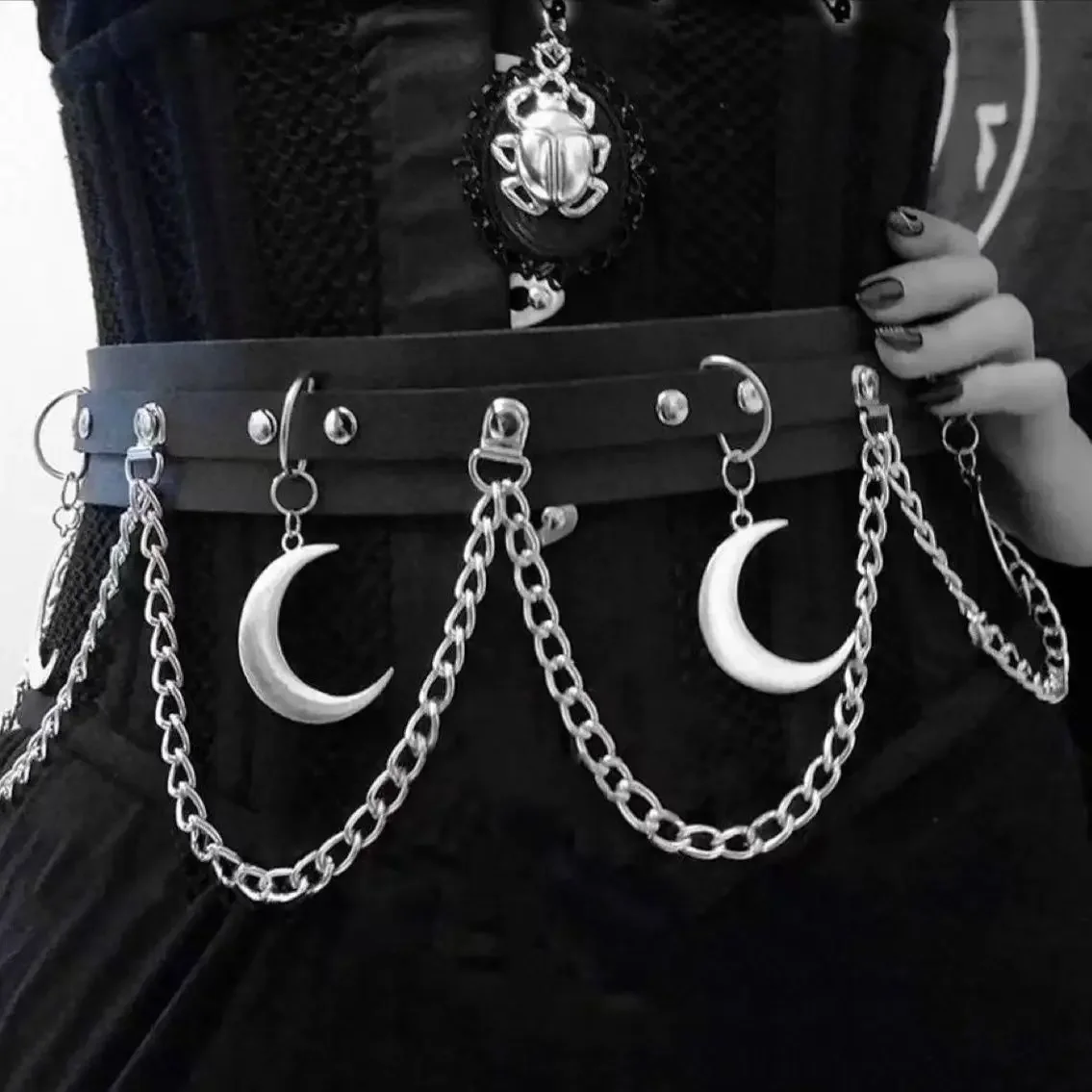

Юбка JK в стиле панк, хип-хоп, лунная цепочка, уплотнение на талию с украшением для платья, пояс, модная женская поясная цепочка