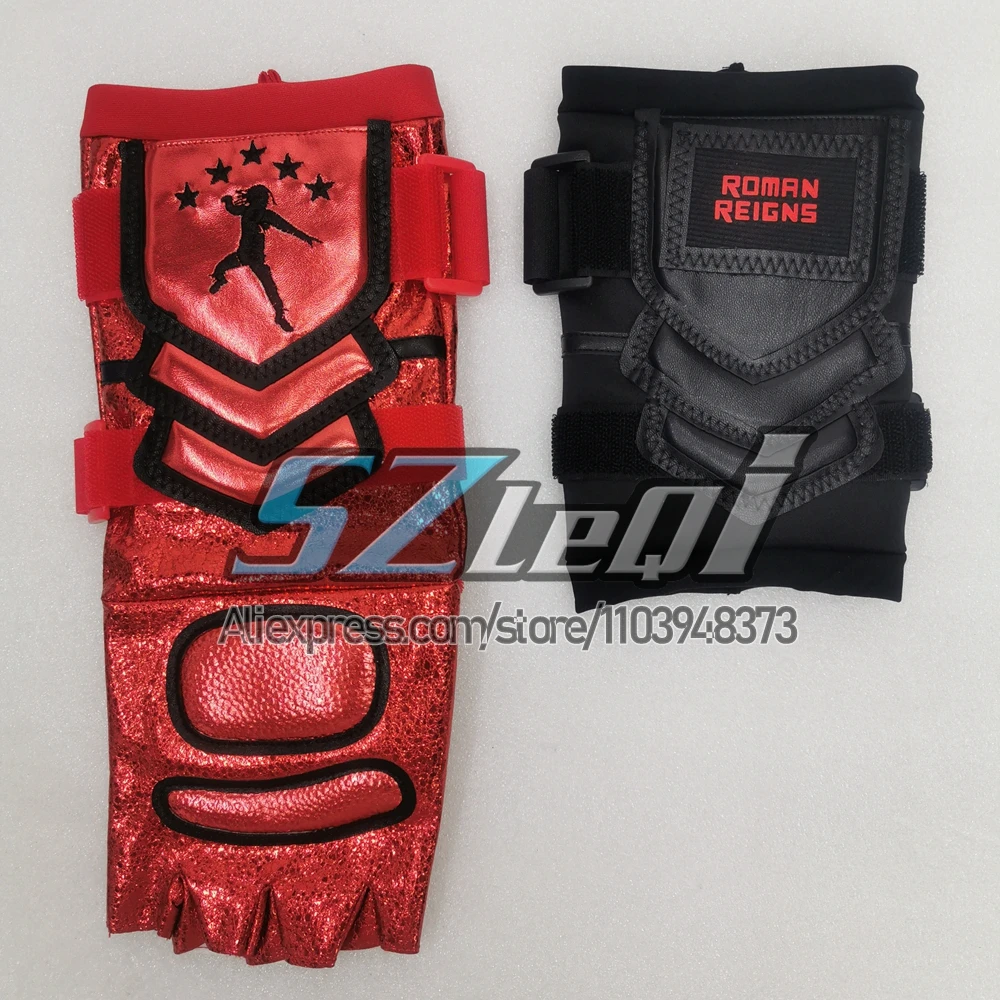 Premium Red Gold Motorcycle Gloves Set For Roman Reigns With Sponge Gloves Weight Lifting Wrestling Outdoor Sports Gauntlet Sets