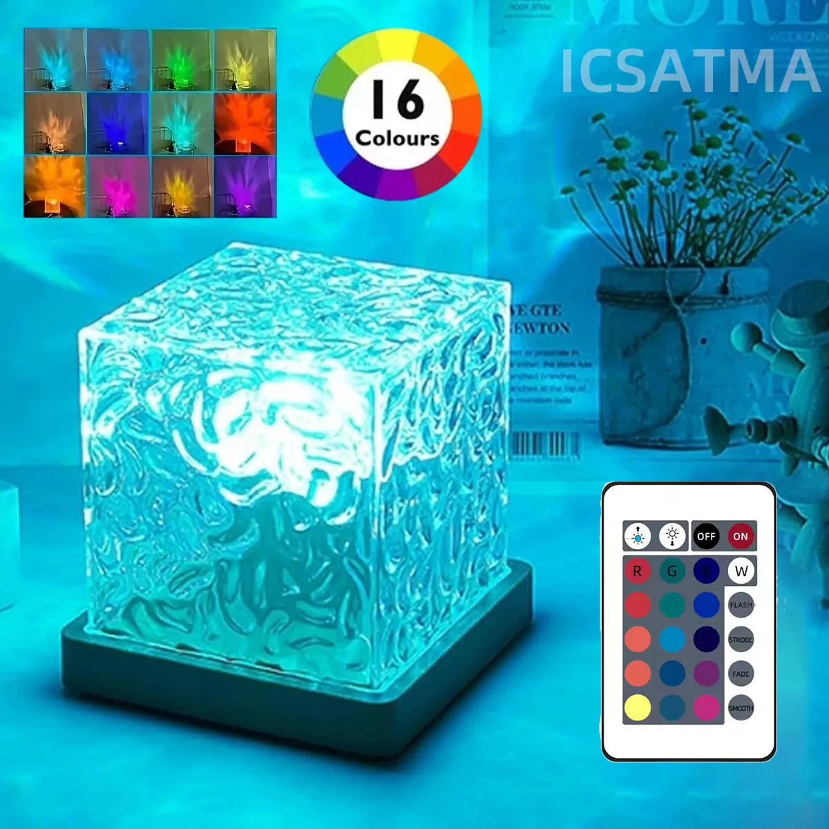 NEW RGB 16 Colors Ambient Light Remote Ocean Wave Projection Lamp Aurora Projector Lights Home Decor Table Bedhead Nightlight