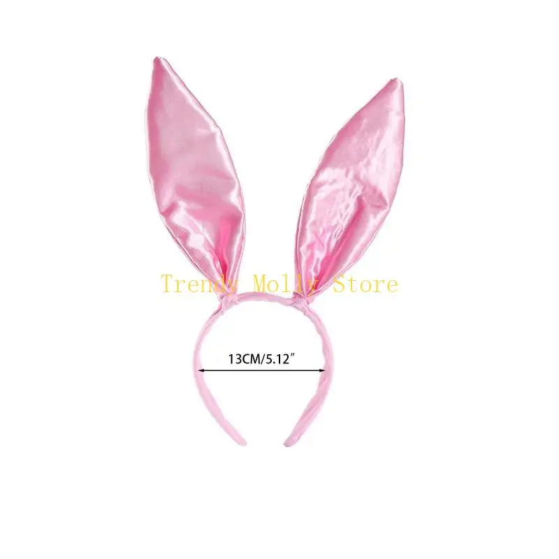 N5KB Bunny Ear Hoofdband Satin Hair Hoop Bunny Cosplay Hoofdband Konijnoor Haarband