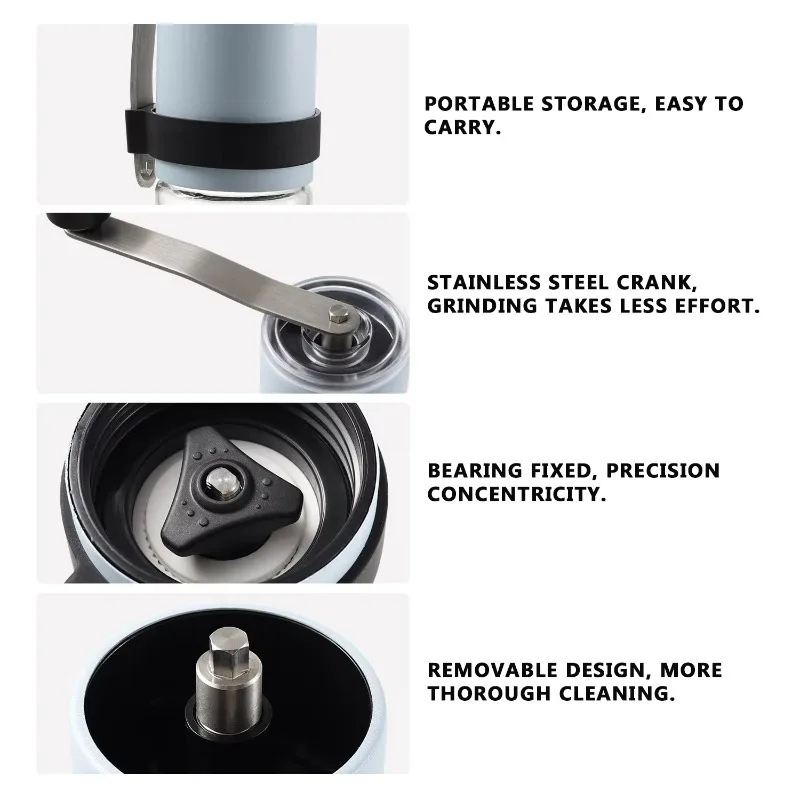 High-End Modern Portable Adjustable Hand Coffee Grinder Stainless Steel Manual Hand Mill by Manufacturer