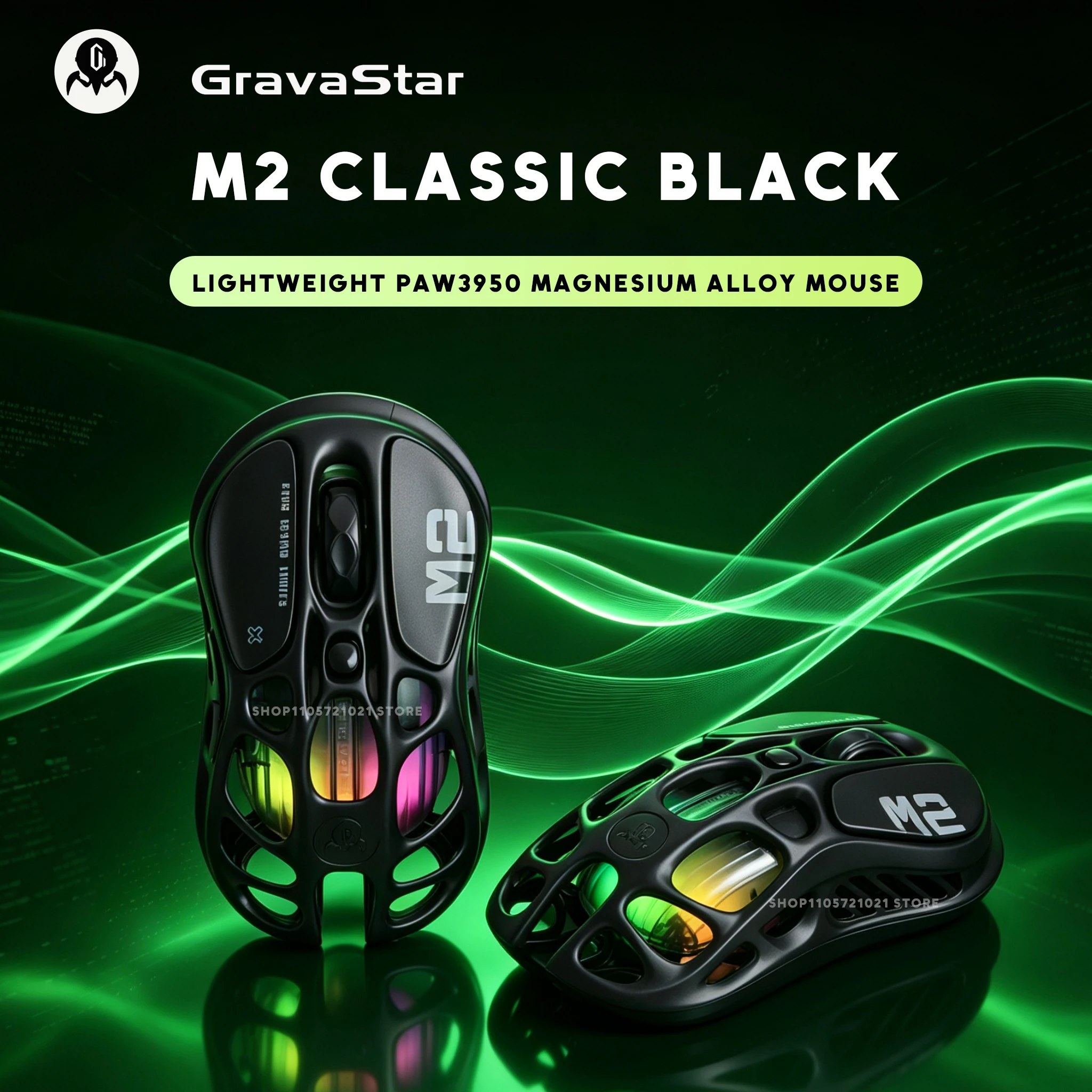 GravaStar Mercury M2 Pro Classic Black M1 Wireless Gaming Mouse Bluetooth Lightweight magnesium alloy Gamer Mouse